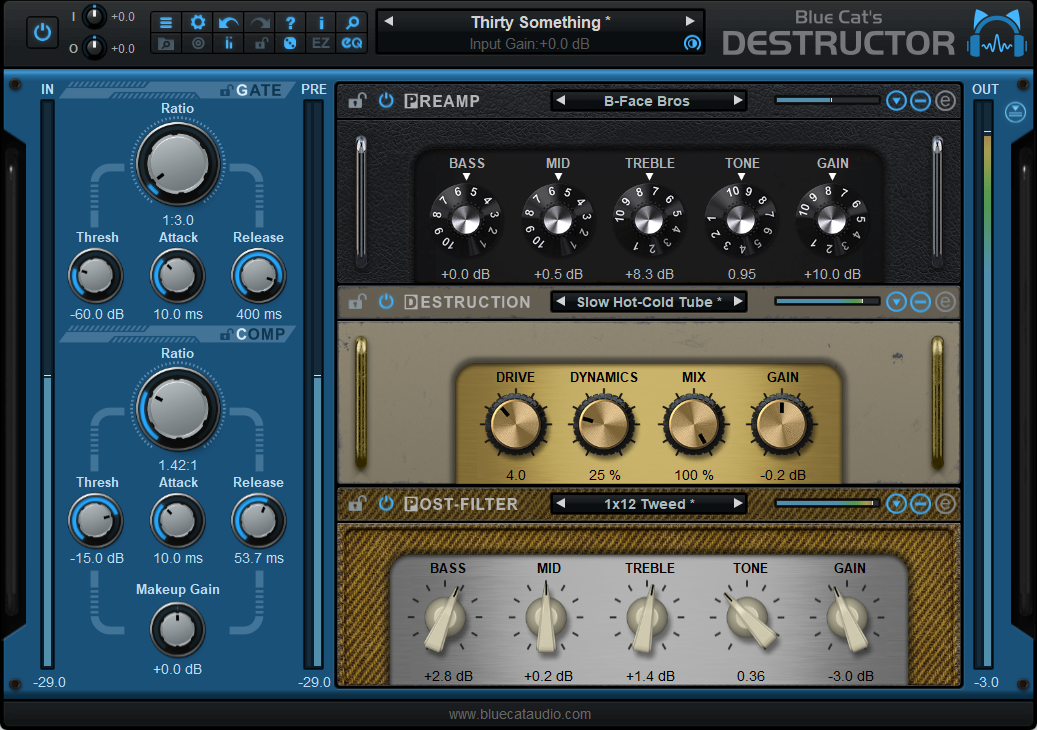Blue Cat's Destructor - Distortion and Amp Simulation Plug-In (VST, AU, AAX, VST3)
